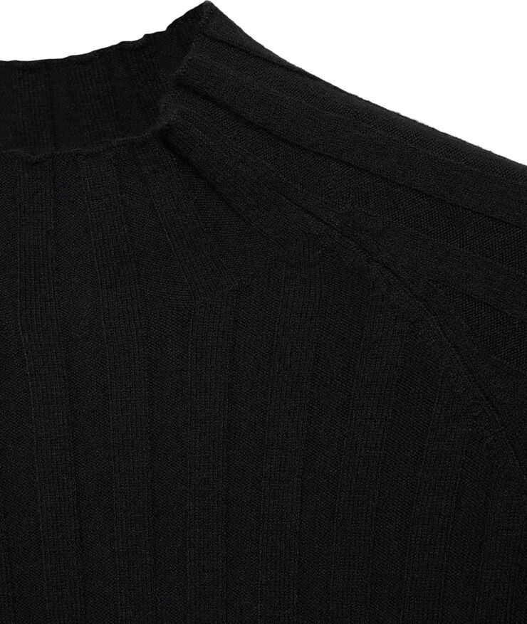 MANGO High collar ribbed knit sweater Black