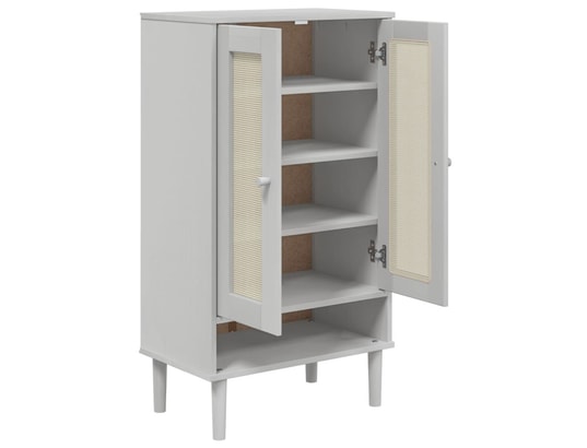 VIDAXL - Armoire à chaussures senja aspect rotin blanc bois massif