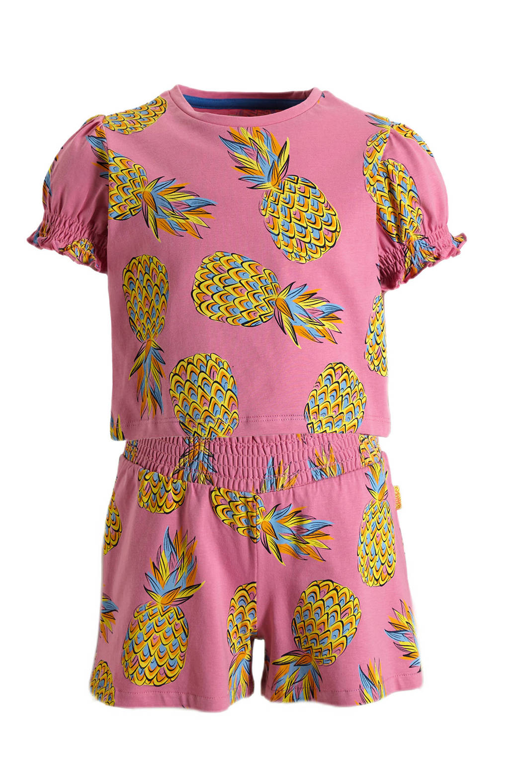Orange Stars top + short Pieke met all over print roze