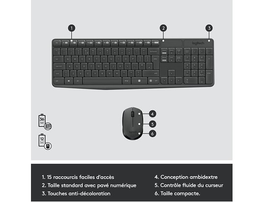 LOGITECH - Clavier souris sans fil MK235