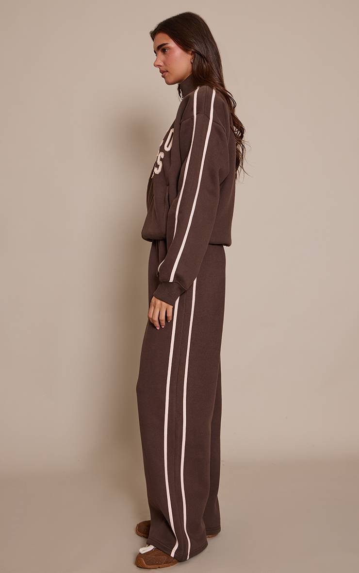 Chocolat Pantalon De Jogging Large À Bandes Contrastées