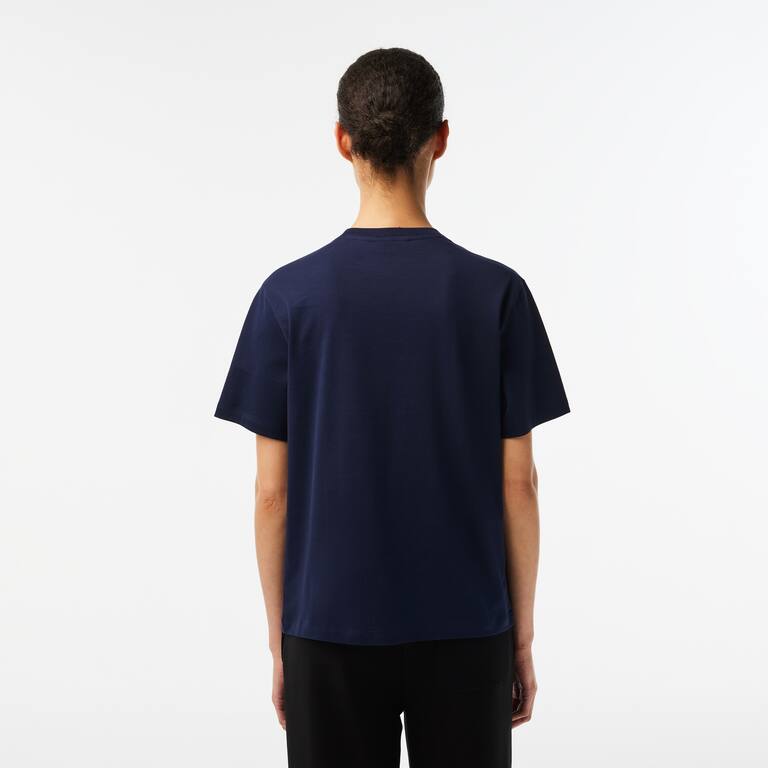 T-shirt à col rond en coton premium T-Shirts - Bleu - Lacoste - Femme