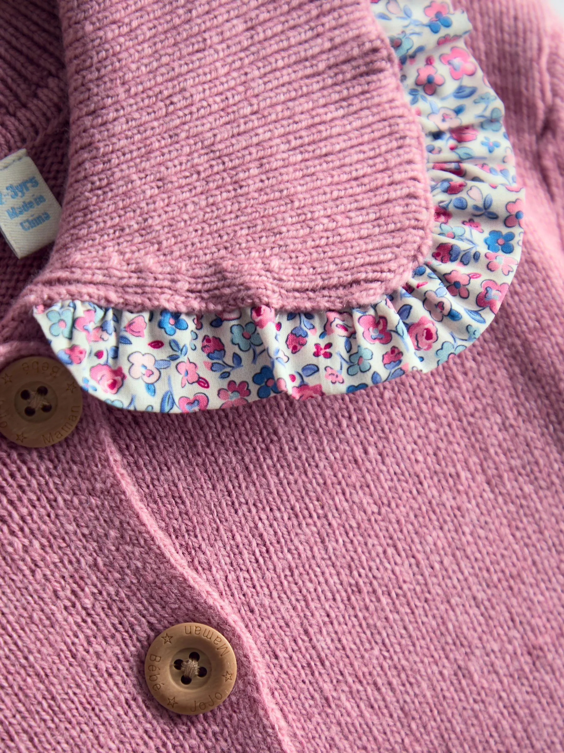 Roze - JoJo Maman Bébé - Vest met bloemenprint en ruchekraag