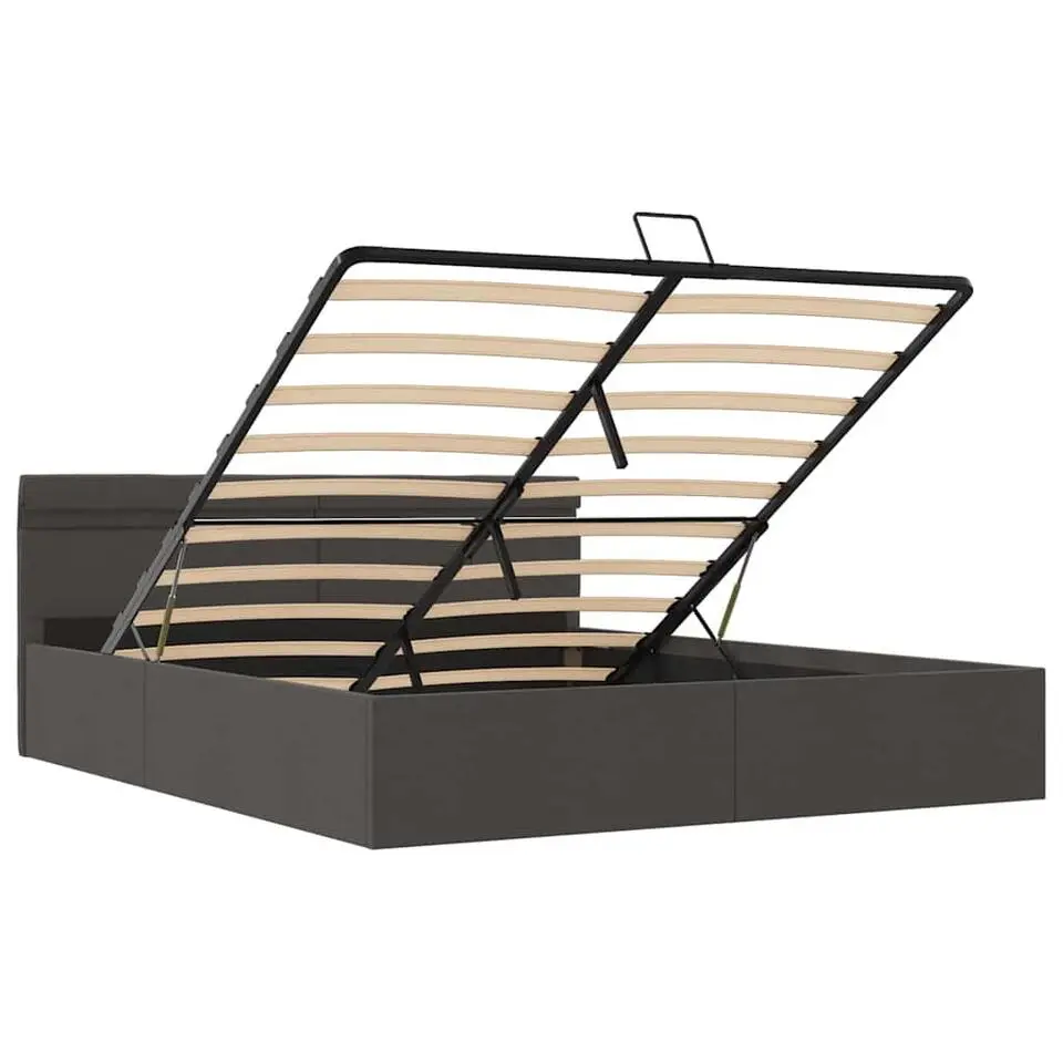 vidaXL - Bed met opbergruimte en LED - Donkergrijs - Stof - 180x200 cm