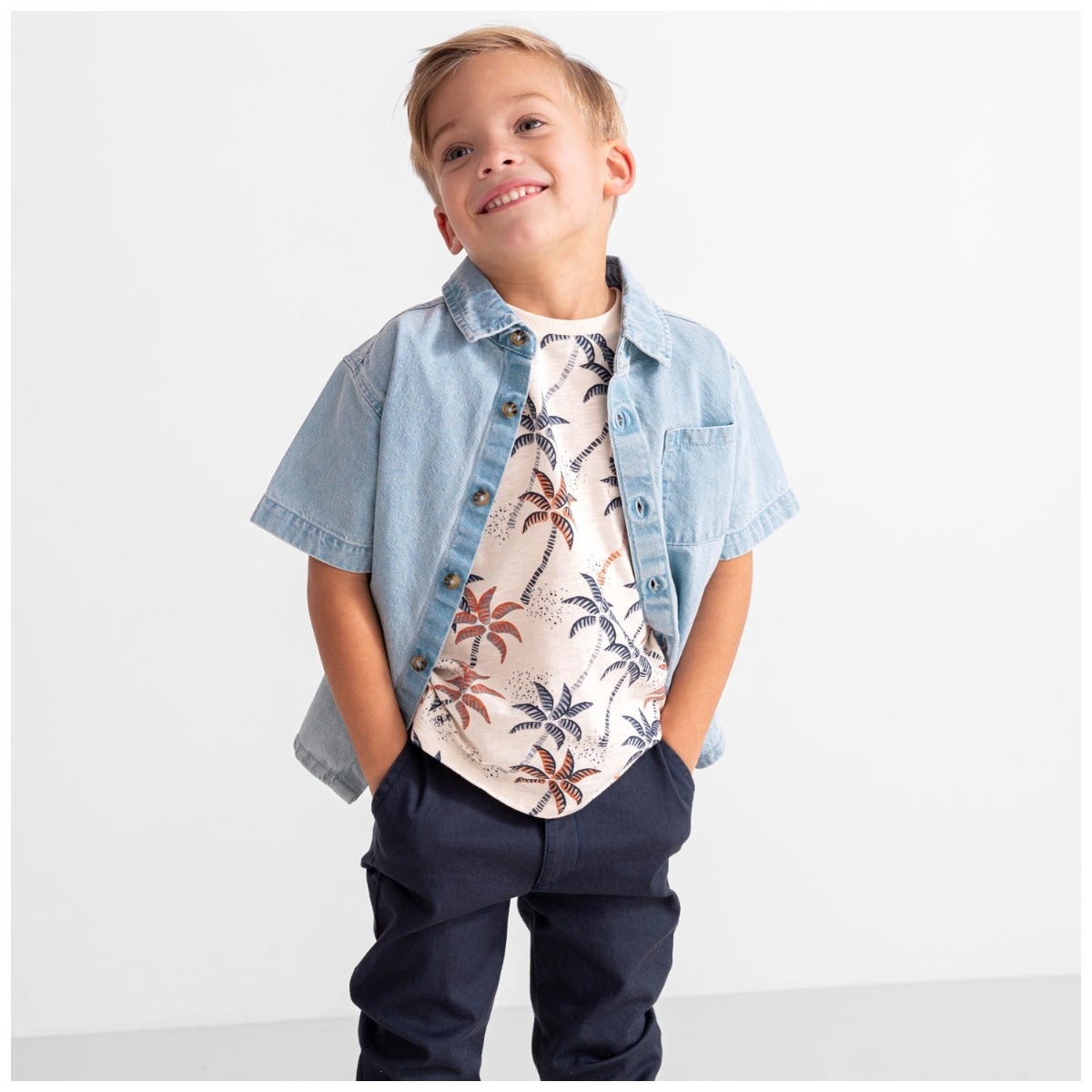 Prénatal peuter T-shirt korte mouwen all over print wit
