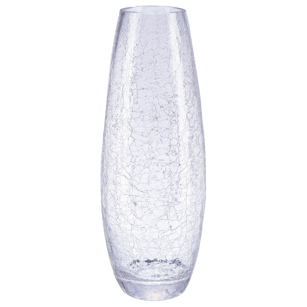 Vase cylindrique verre craquelé H 40cm