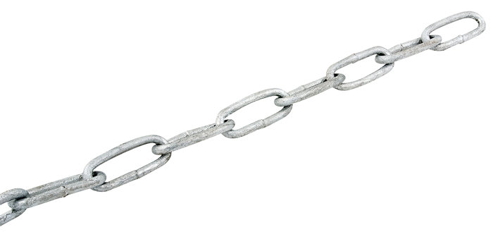 Galvaniseret kæde langleddet Ø6 mm x 2 meter