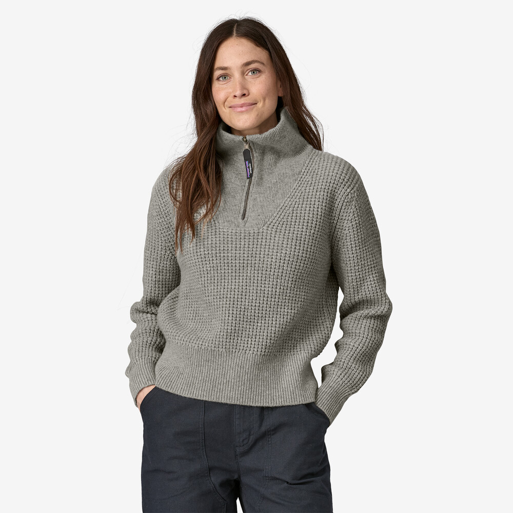 Damenpullover aus recyceltem Wollmischgewebe mit 1/4-Reißverschluss