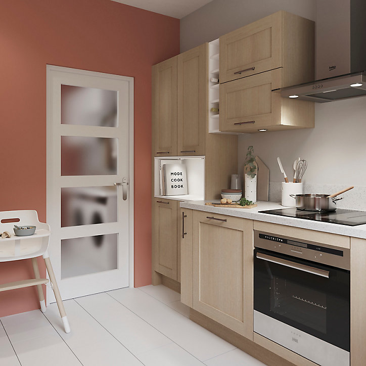 Bloc-porte Connemara 4 carreaux blanc H.204 x l.73 cm, poussant droit
