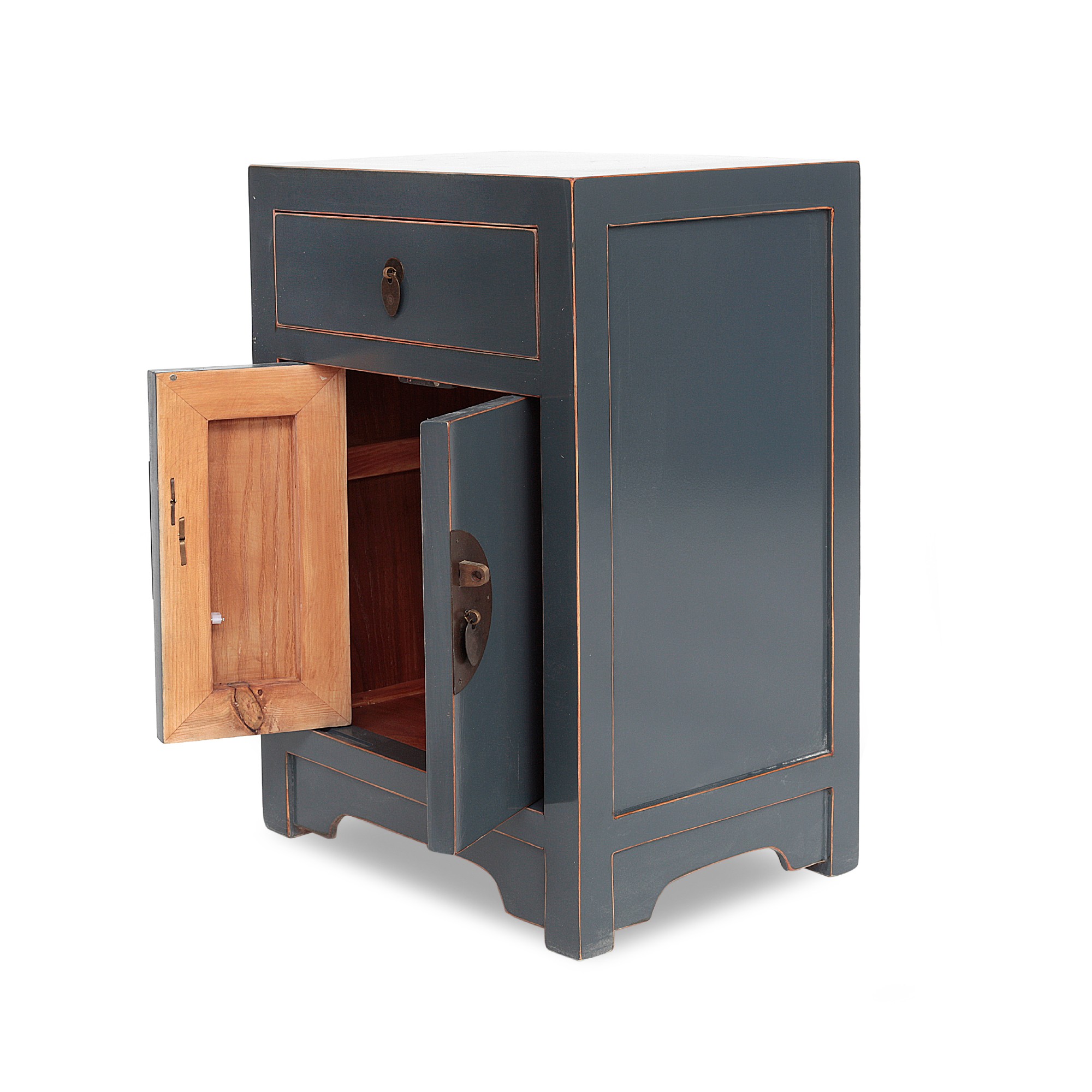 Schrank, 2 Türen, 1 Schublade, blau, gold, T 30 cm, B 40 cm, H 60 cm von fischer's lagerhaus