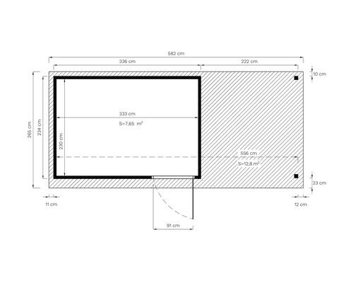 Bertilo Man Cave Pentus 3L tuinhuis inclusief vloer en lessenaarsdak, 581 x 265 cm, naturel