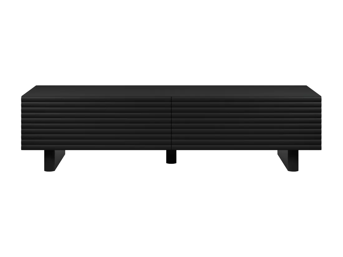 Meuble TV avec 2 portes en MDF - 180 cm - Noir - LUDIMA
