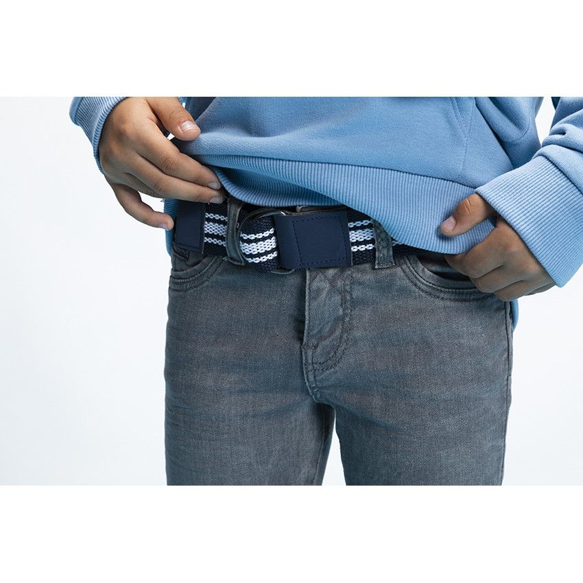 Jean slim avec ceinture tressée pour garçon - Gris chiné