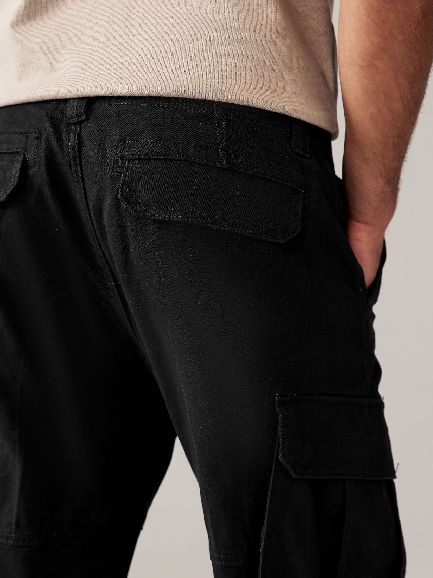 Zwart/antraciet - Slim Fit - Verpakking van 2 stretch-cargobroeken met hoog katoengehalte