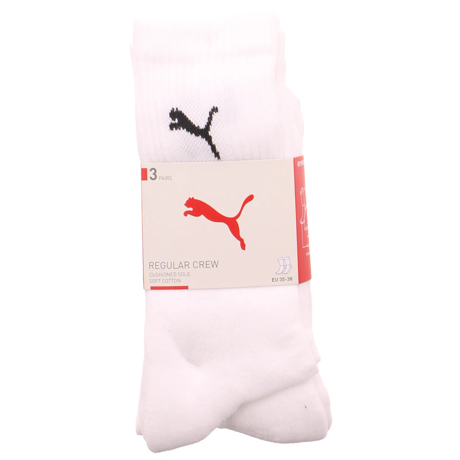 PUMA SOCKEN Freizeitsocken Weiss Textil  3-ER Pack