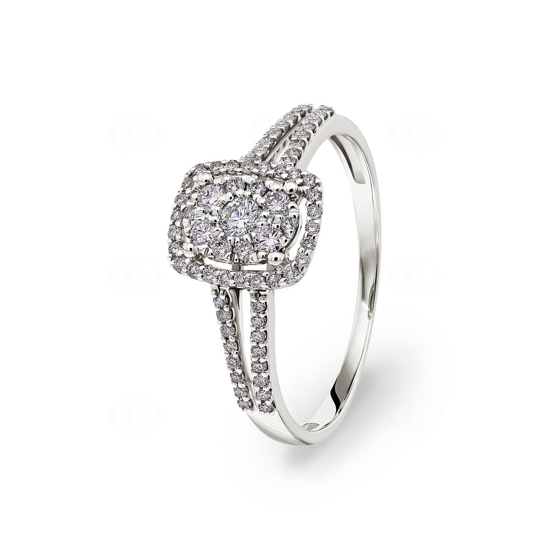 Damenring 750/18 K Weissgold mit Diamanten 0.35 ct H/si