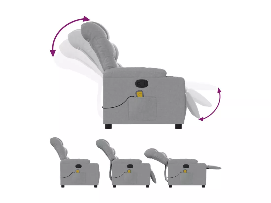 Fauteuil massant inclinable Gris clair Tissu