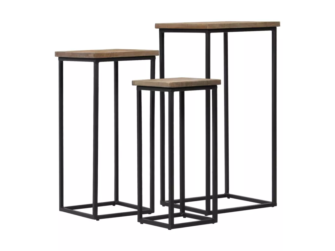 Ensemble de tables pour plante 3 pcs Teck recyclé