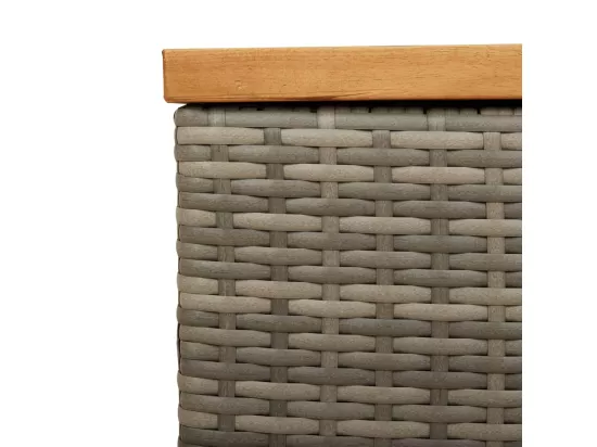 Prolenta Premium - Boîte de rangement de jardin gris résine tressée bois d'acacia