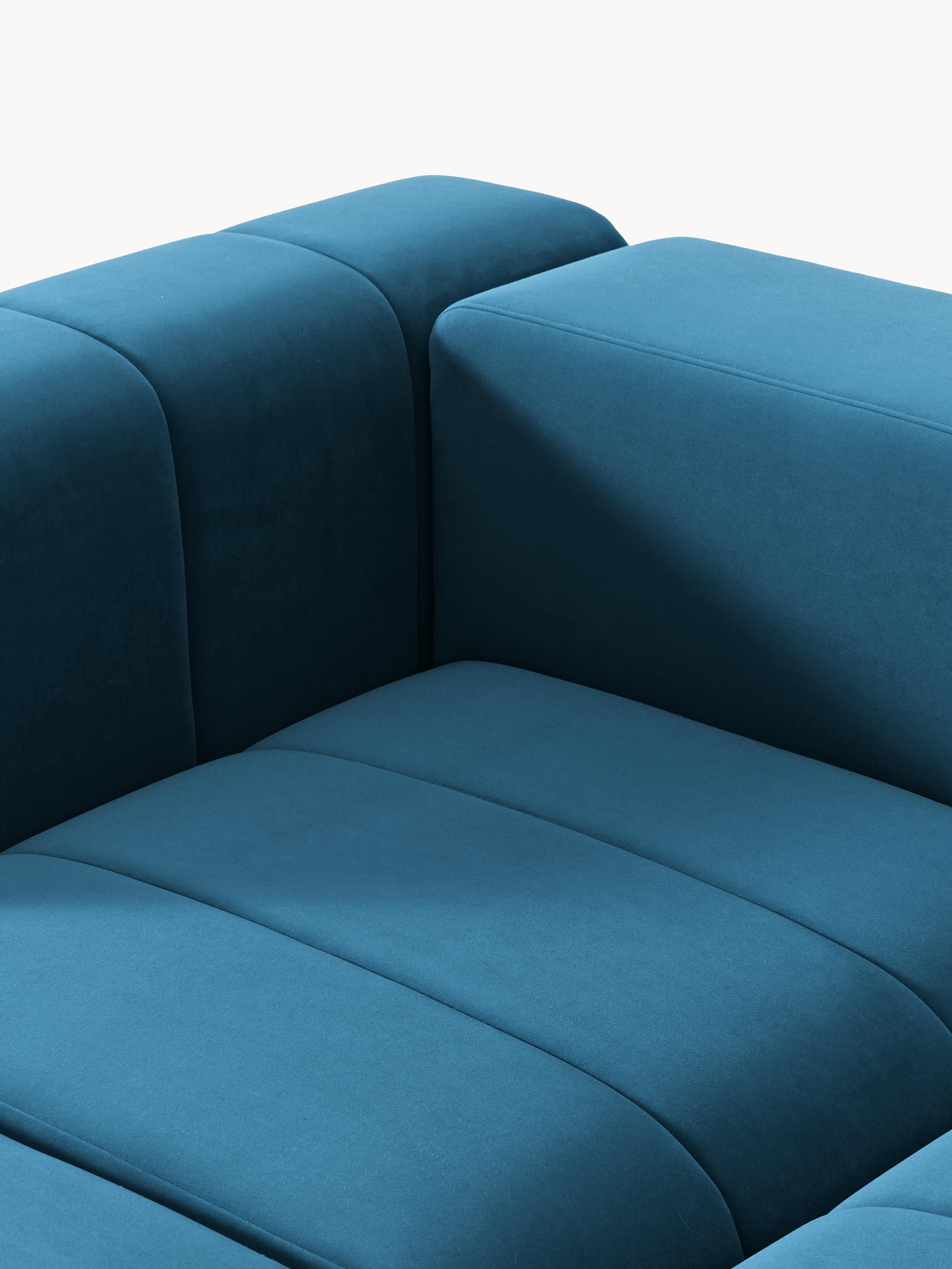 Fluwelen modulaire bank Lena (3-zits) met poef (links/rechts)