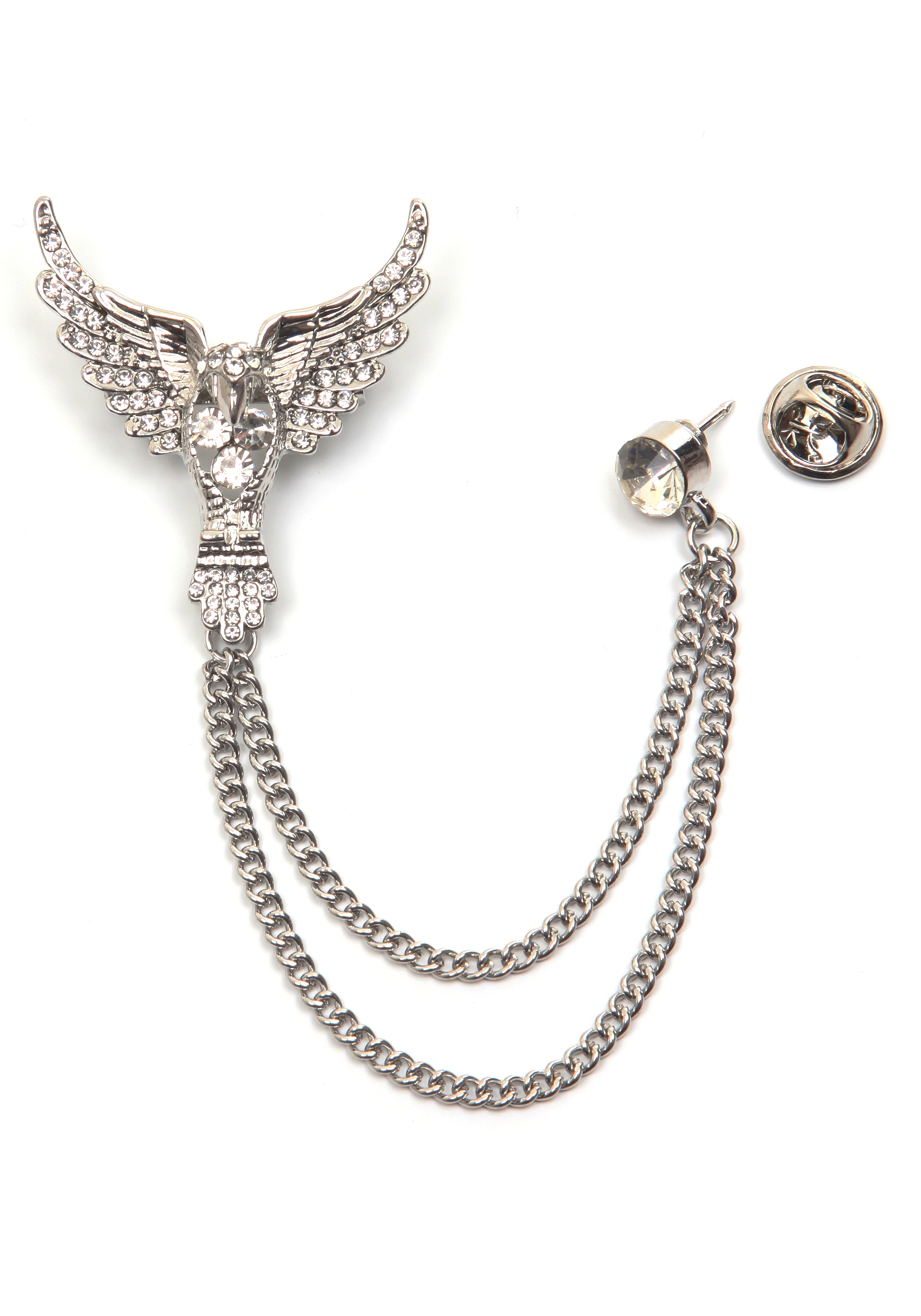 Firetti Brosche »Schmuck Geschenk Ansteckschmuck Gliederkette Flügel glitzernd« ()  mit Glasstein