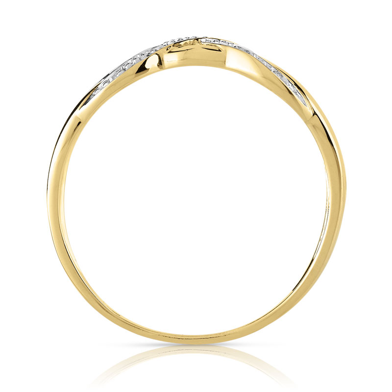 Bague or 375 2 tons tressée diamants
