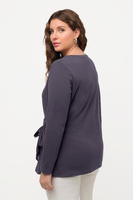 Shirt, Zierknoten, Classic, V-Ausschnitt, Langarm