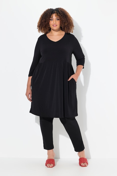 Longshirt, A-Linie, Tunika-Ausschnitt, 3/4-Arm, Taschen