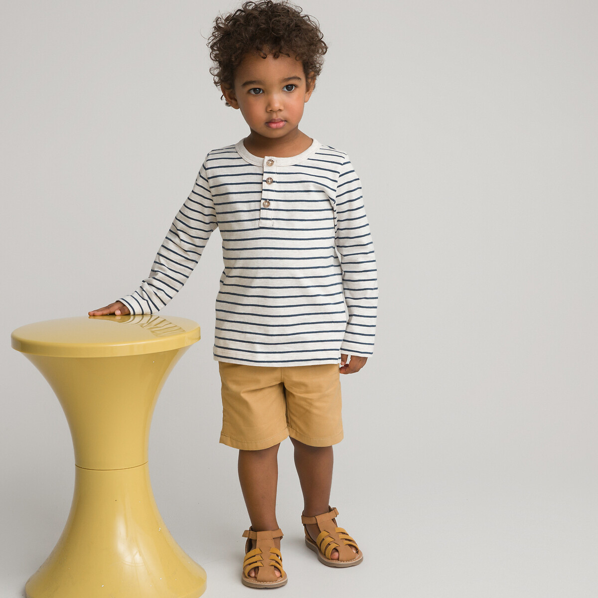 COLEÇÃO LA REDOUTE<br>Conjunto de 2 camisetas com gola túnica, em algodão