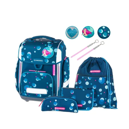 Schneiders Schulranzen Set Ergolite Polkadot Petrol 9-teilig