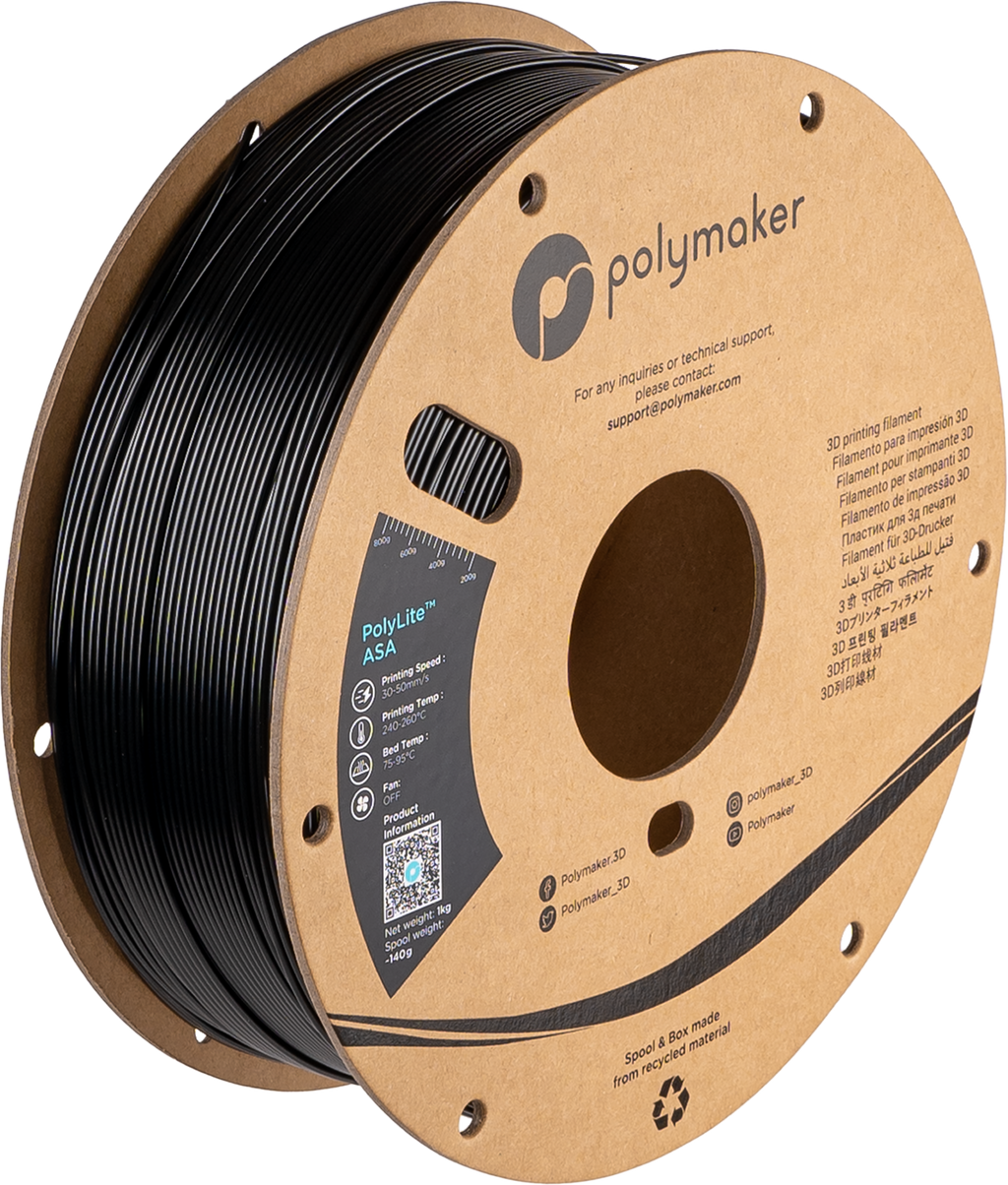 Polymaker  PolyLite ASA Jet Black, 1,75 mm / 1000 g    Die Alternative zu ABS Filament