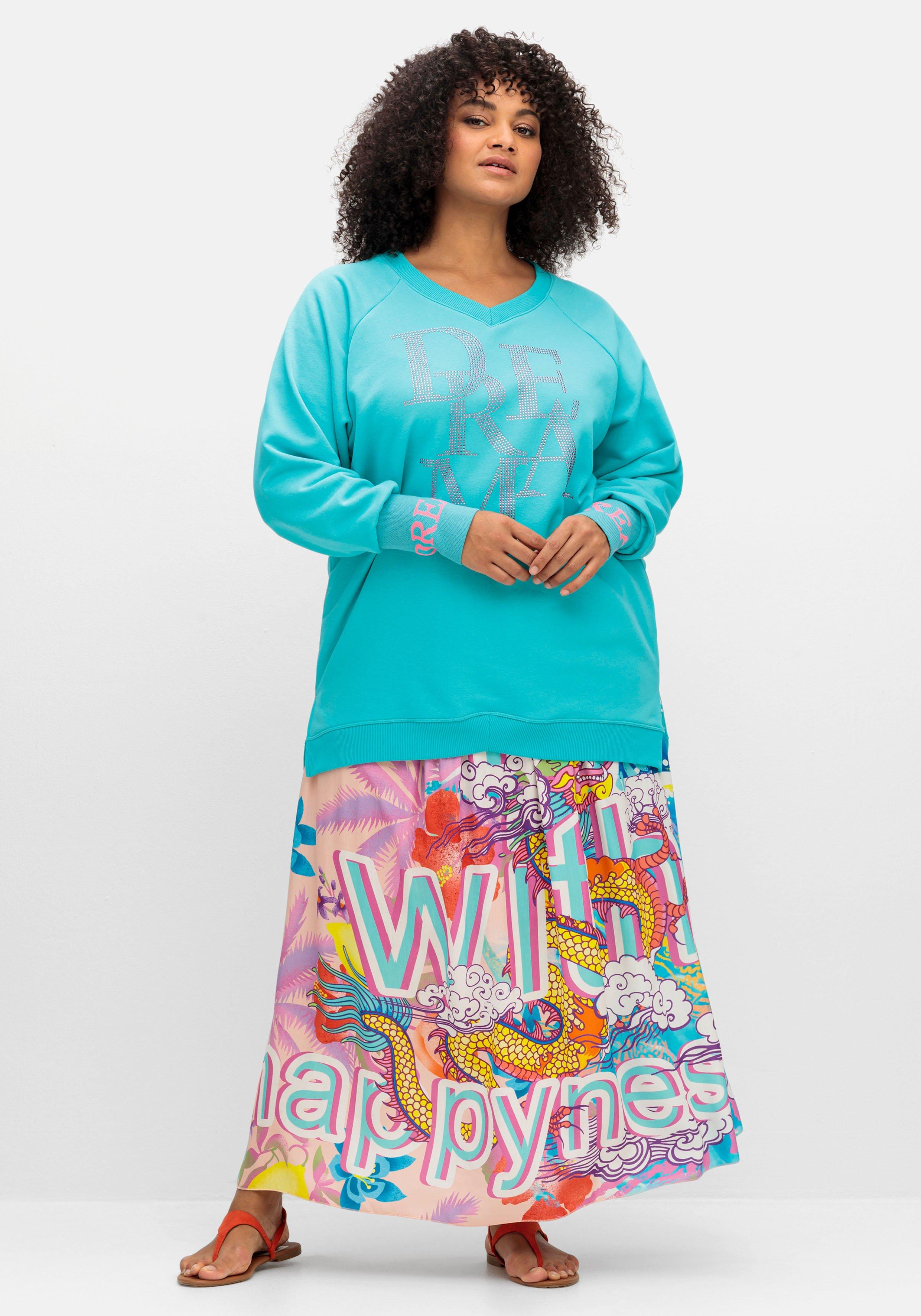 Maxirock aus Viskose-Satin, im Multicolor-Muster