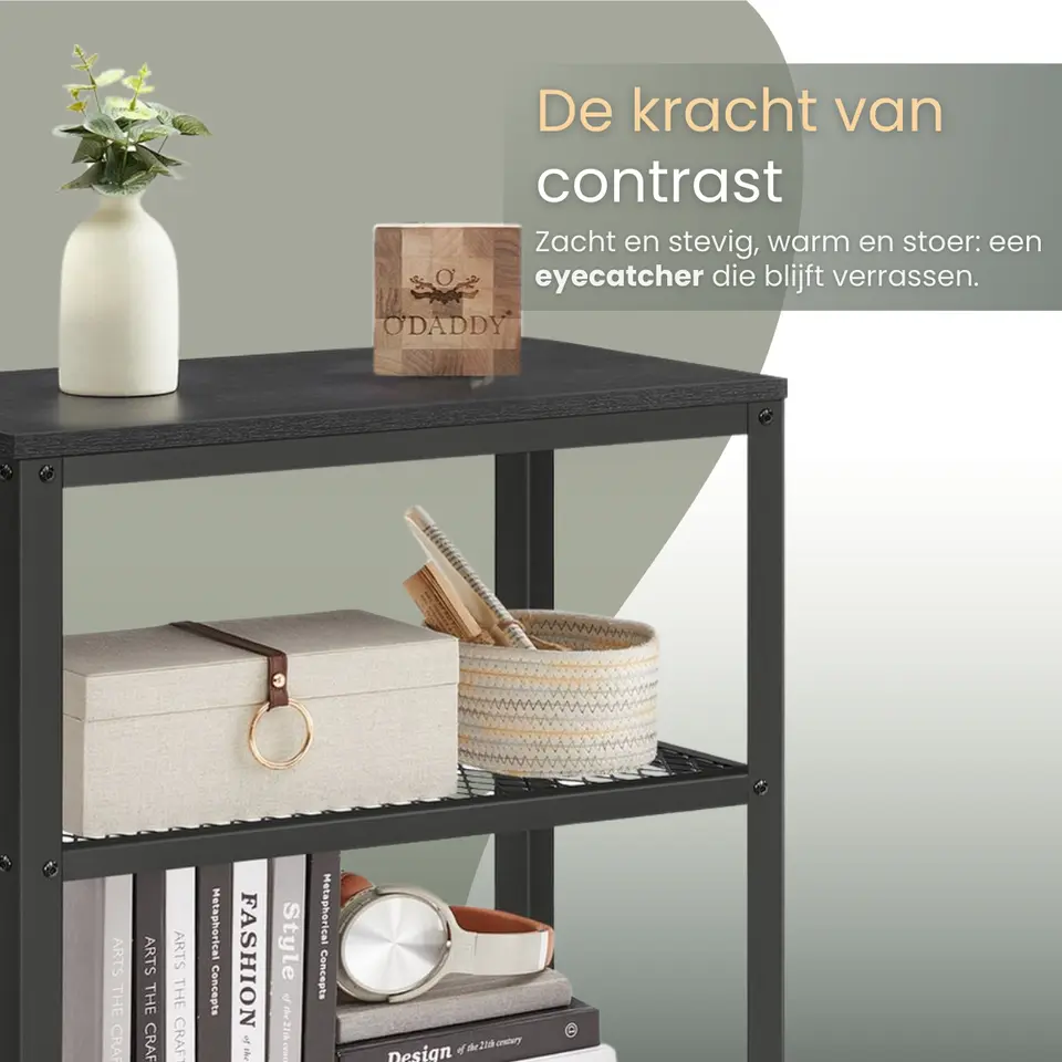O'DADDY Industriële Wandtafel - 2 Gaasplanken - 60x30x60 cm - Zwart