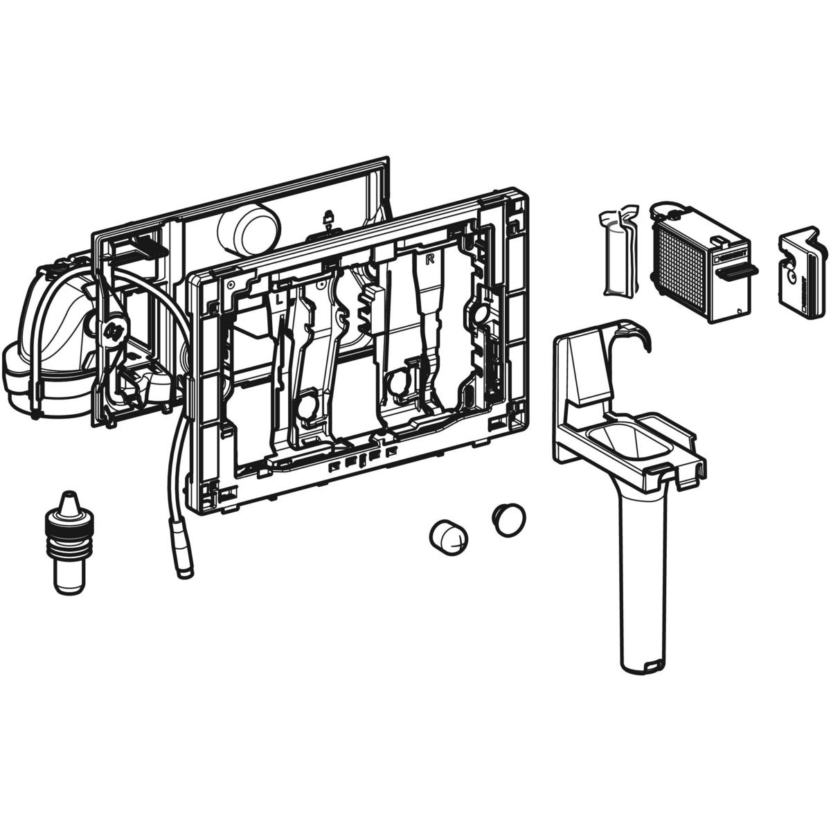 Geberit DuoFresh module met handmatige activering en houder voor Geberit DuoFresh stick, voor Sigma inbouwreservoir 12 cm grijs