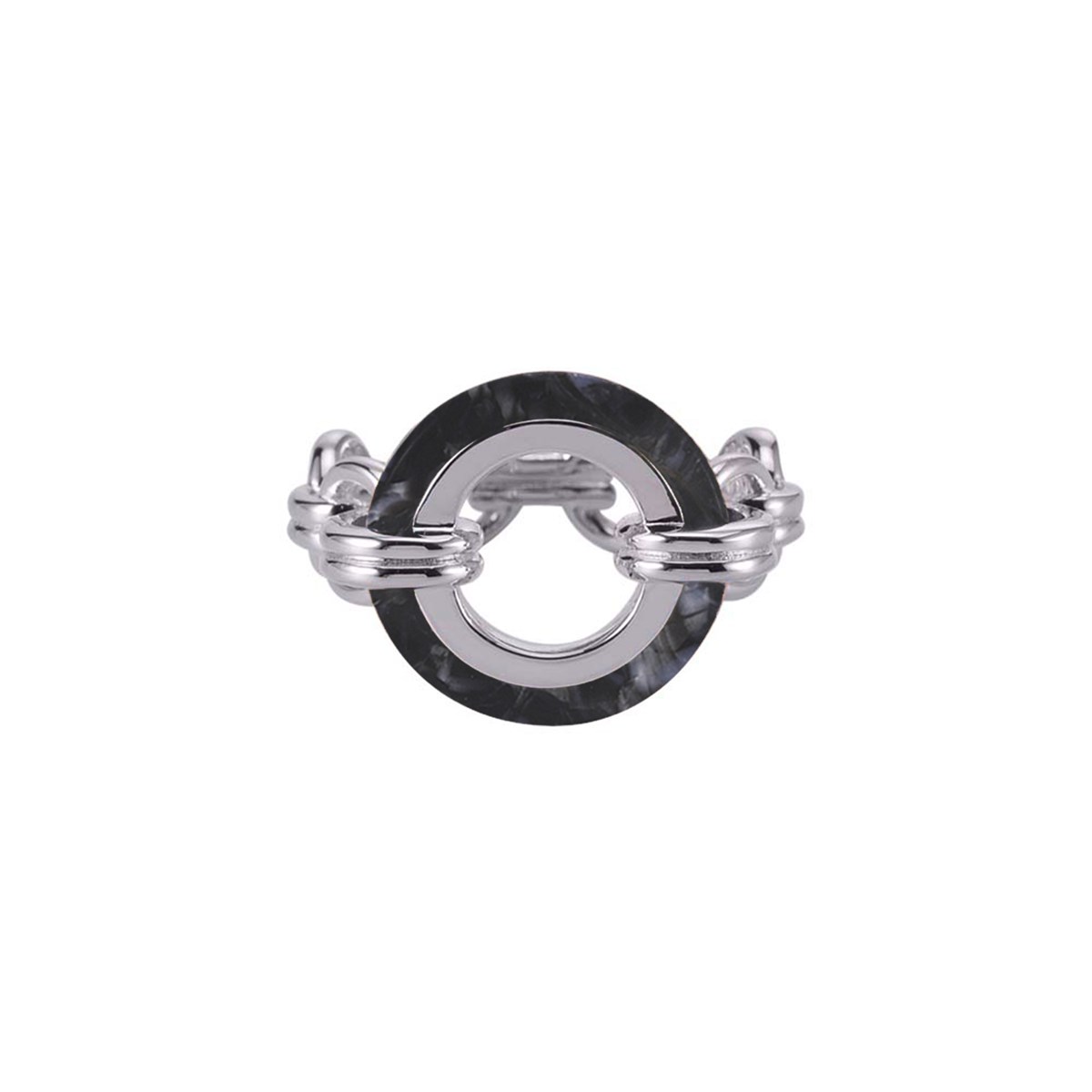 Bague En Argent Ronde Acétate Noire