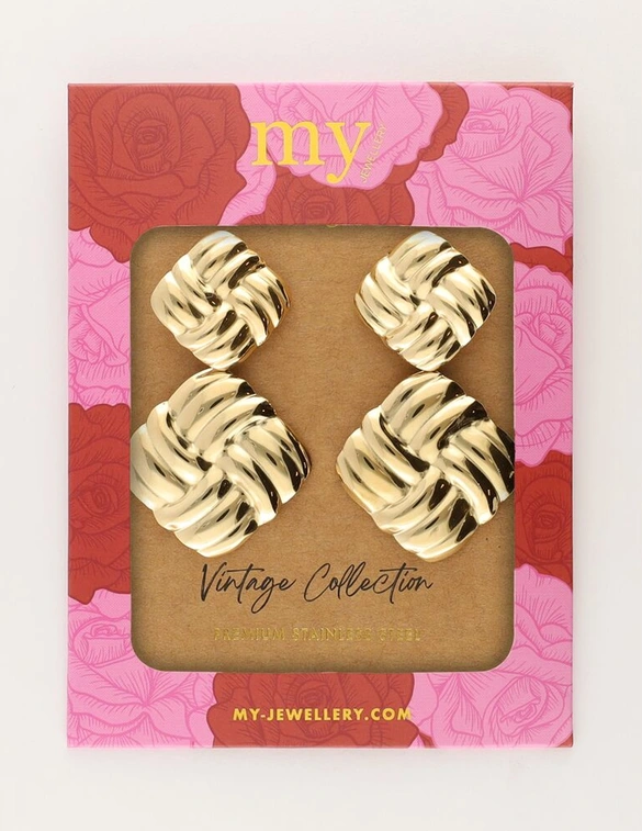 My Jewellery Vintage oorhangers vierkant gevlochten MJ11088