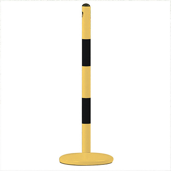 Poteau acier noir et jaune sur socle