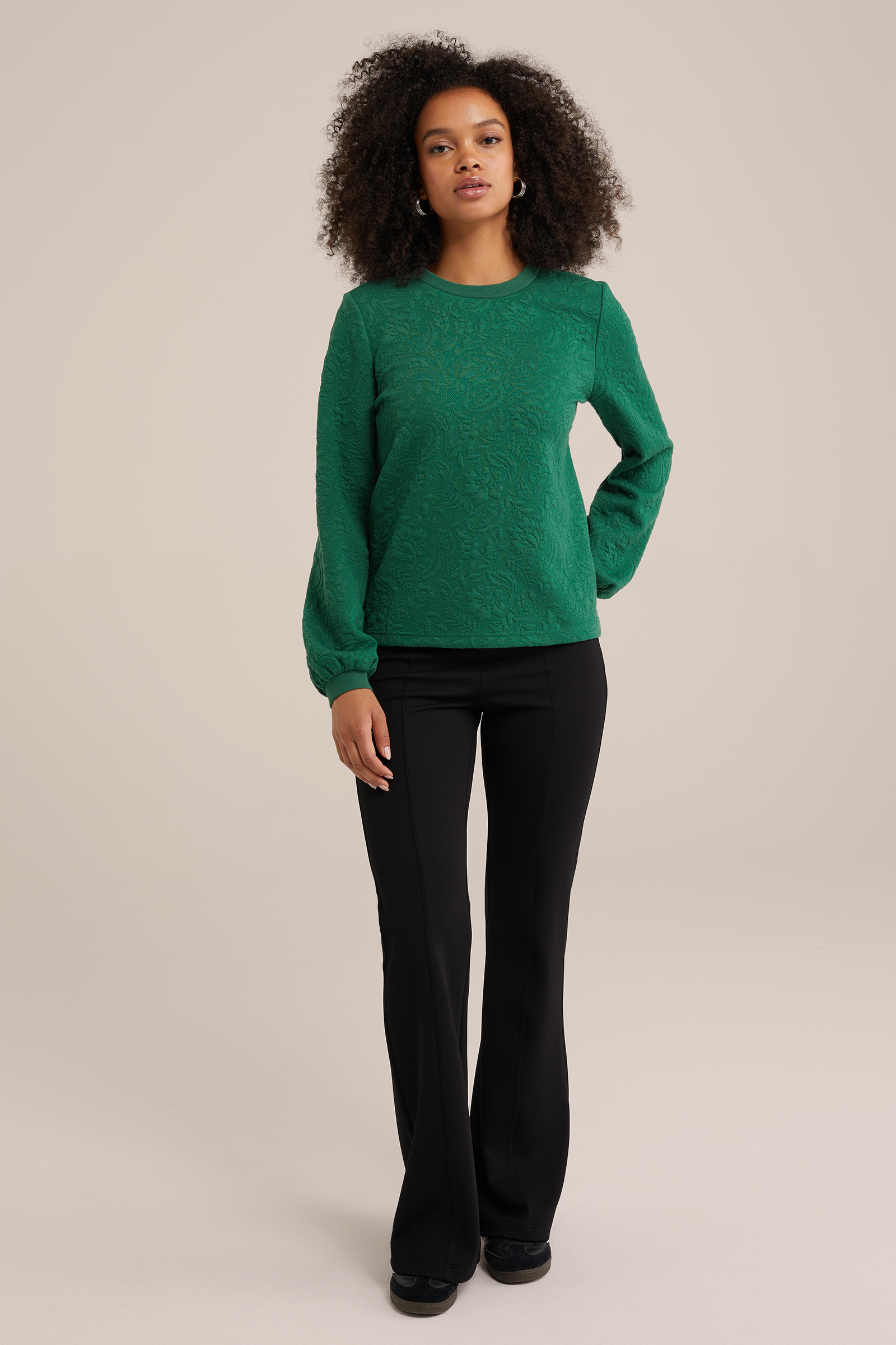 sweater met structuur WE Fashion Donkergroen