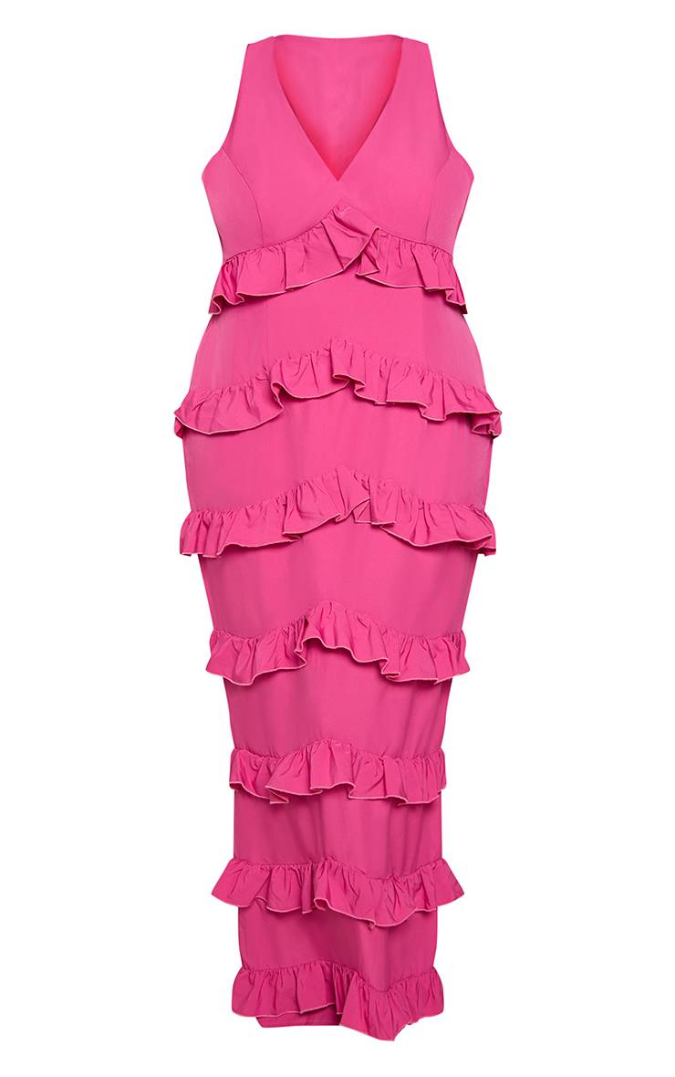 Rose Robe Mini En Mousseline À Encolure Dos-nu Avec Détails À Volants Grande Taille