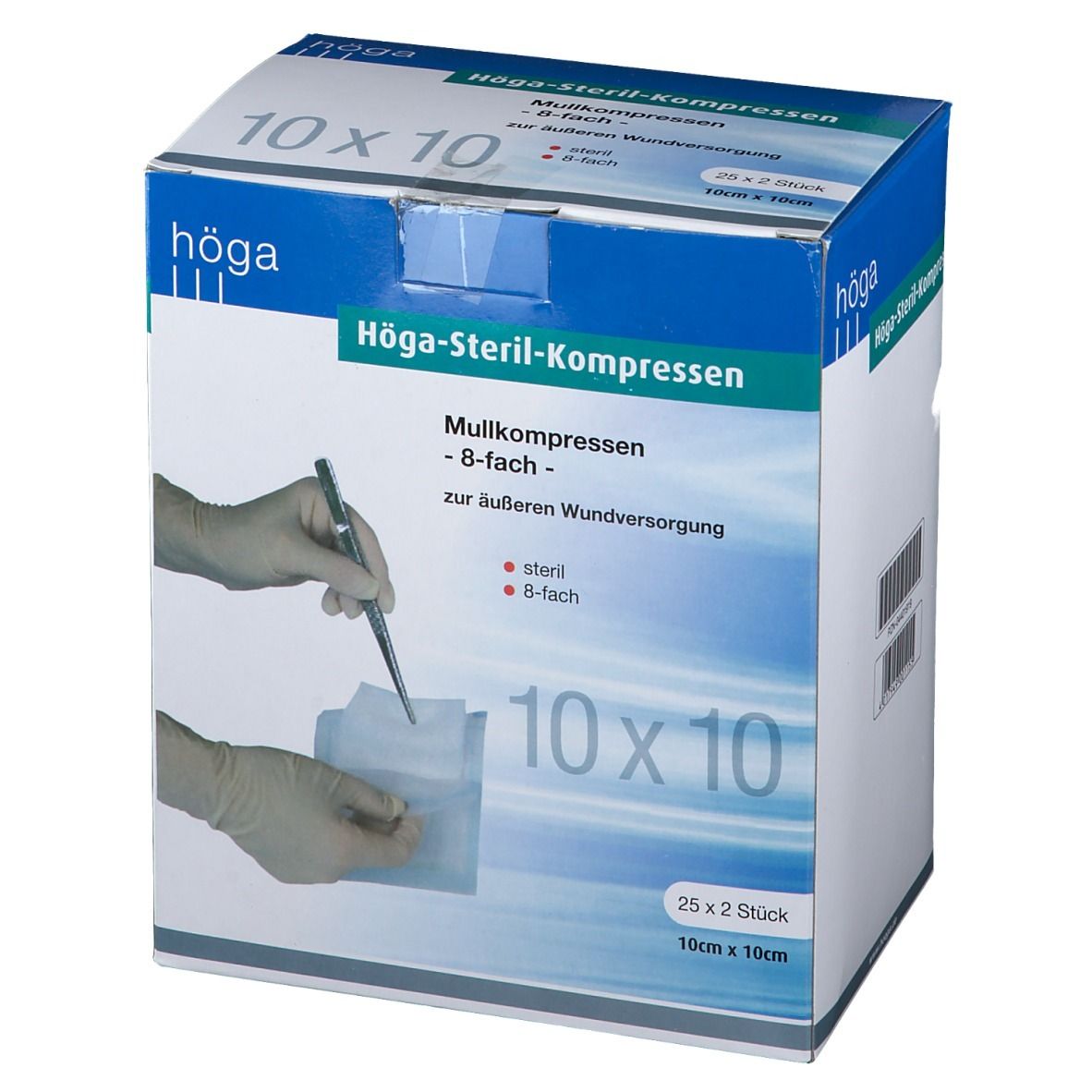 Höga Sterile Mullkompressen nach EN 14079 10 x 10 cm 8-fach