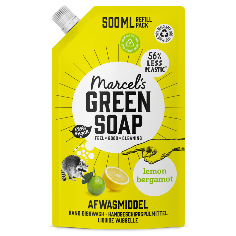 Marcel’s Green Soap Afwasmiddel Lemon & Bergamot Navulling (500 ml)