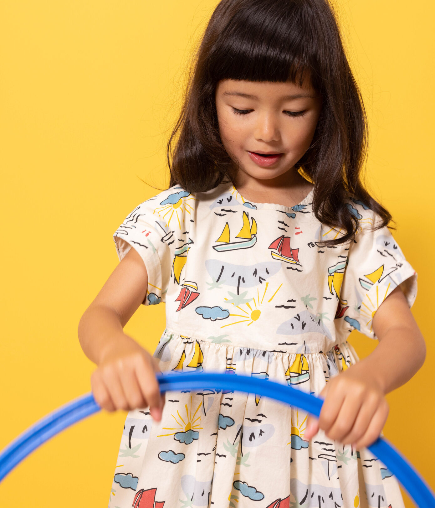 Robe manches courtes en popeline enfant fille