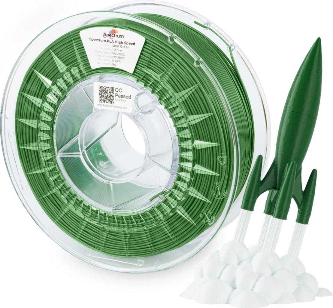Spectrum  Premium PLA High Speed Leaf Green, 1,75 mm / 1000 g    PLA Material speziell für den Hochgeschwindigkeitsdruck