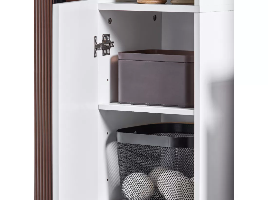 SoBuy Meuble Colonne, Armoire Haute de Salle de Bain, Meuble de Rangement Étroit avec 2 Portes Étagères Réglables, Compartiments, 30 x 30 x 160 cm, Blanc, BZR163-W