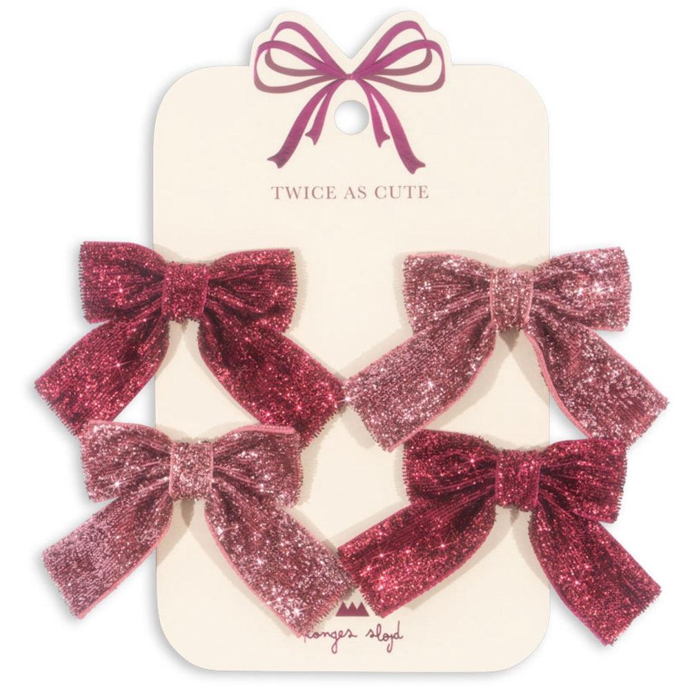Køb Konges Sløjd Pink Mix 4 Pack Glitter Sløjfe Hårspænder