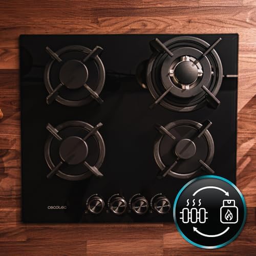 Cecotec Plaque à gaz Bolero Squad G 4200S Glass Black. Plaque à gaz avec 4 feux, finition verre noir, puissance 8000W, grilles individuelles et allumage électrique avec sécurité des vannes. : Cuisine et Maison