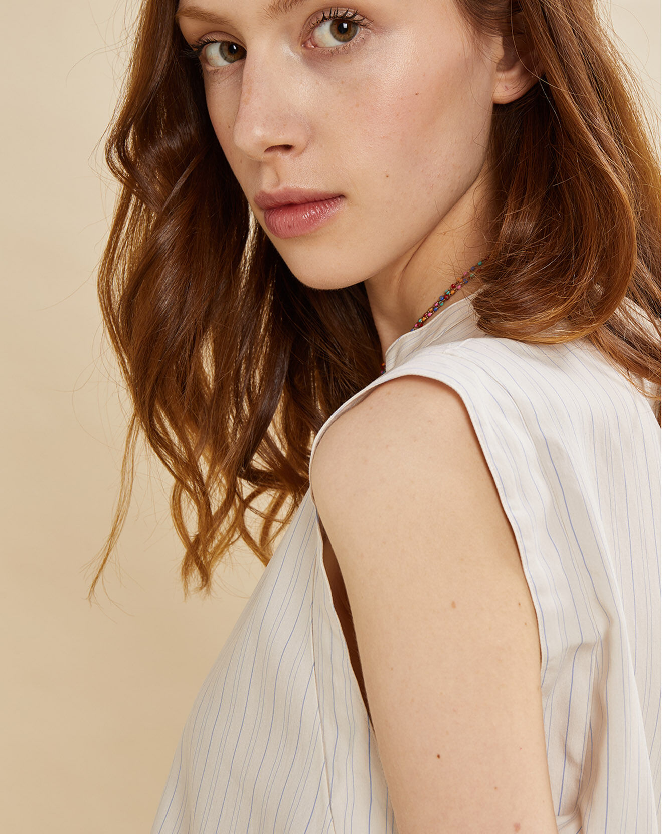 Chloé Stora Blouse Bastia rayée écrue