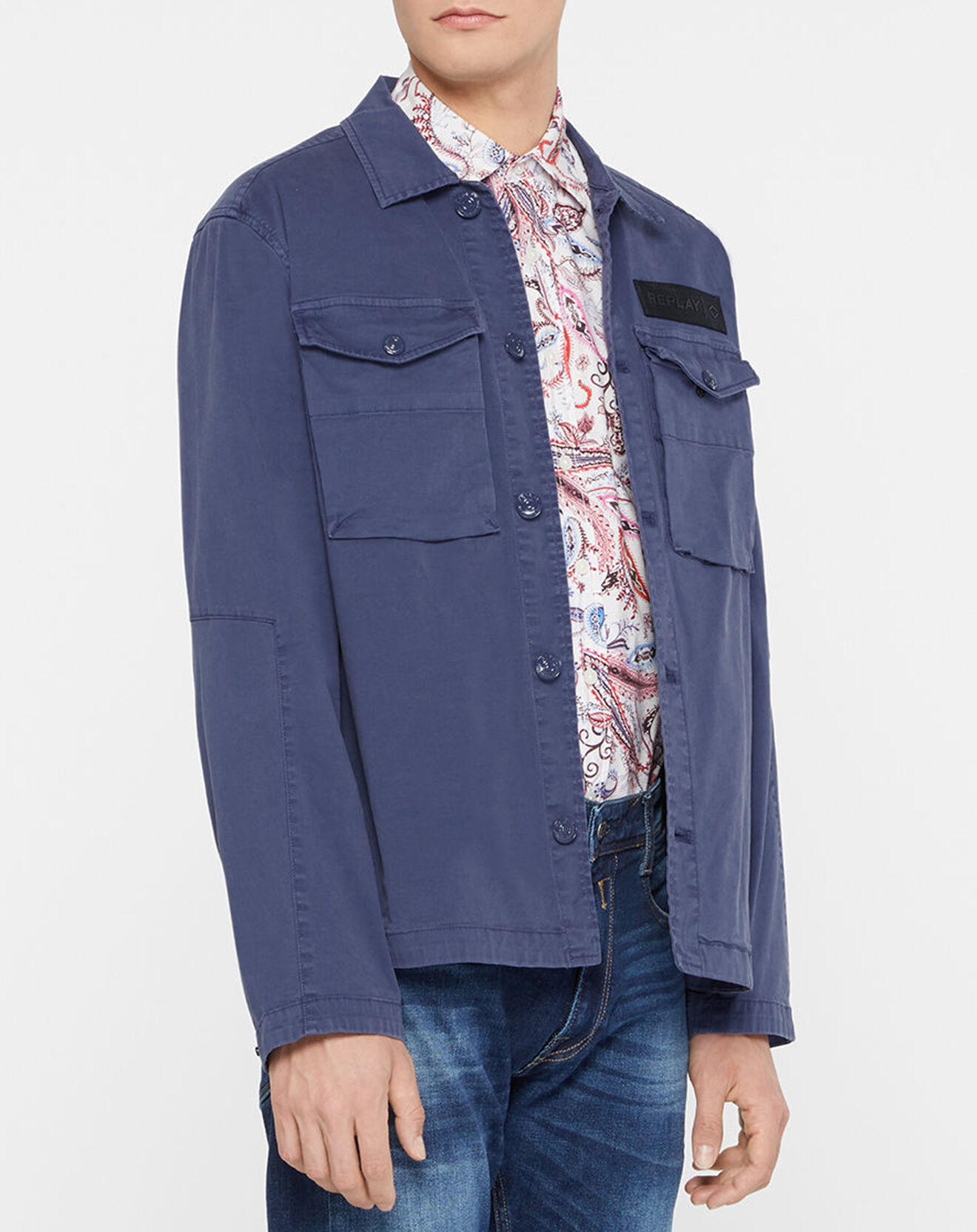 Replay Blouson saharienne patch bleu marine