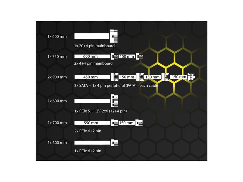 LC-Power Netzteil LC6650G-SI 650 W 80 PLUS GOLD-zertifiziertes vollmodulares ATX-Netzteil
