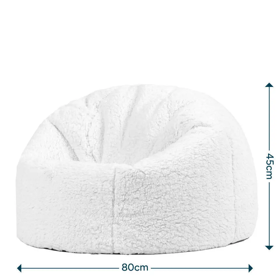 icon - Kingston Kinderzitzak Stoel - Fluffy Pluche Teddy - Wit